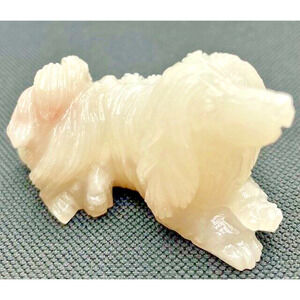 Springer Spaniel Hand Carved White Agate Gemstone 2.5"